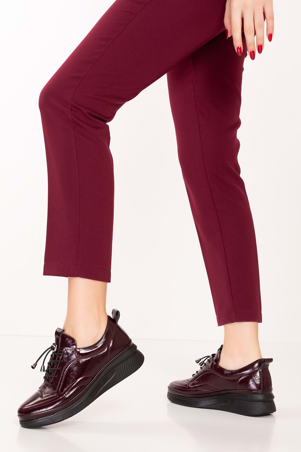 Gondol Hakiki Deri Anatomik Taban Rahat Ayakkabı es.120 - Bordo Rugan - 41