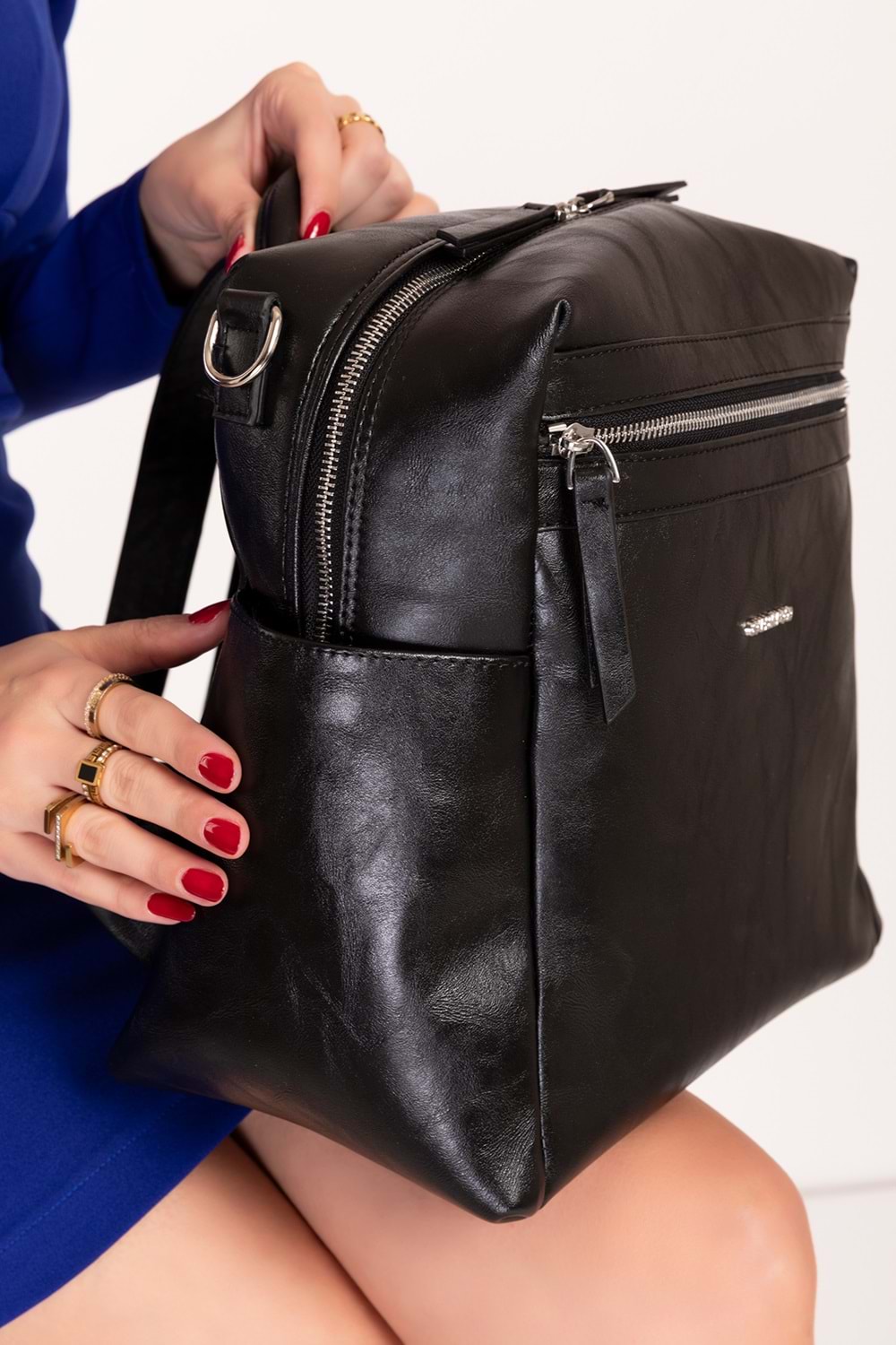 Gondol Kadın Sırt ve El Çantası gp.1492 - Siyah Cilt - TEK EBAT