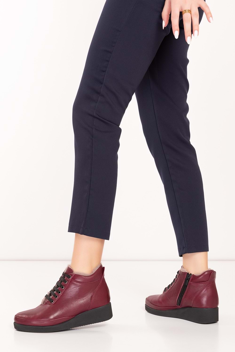 Gondol Kadın Hakiki Deri Klasik Rahat Bot ndr.175 - Bordo - 38