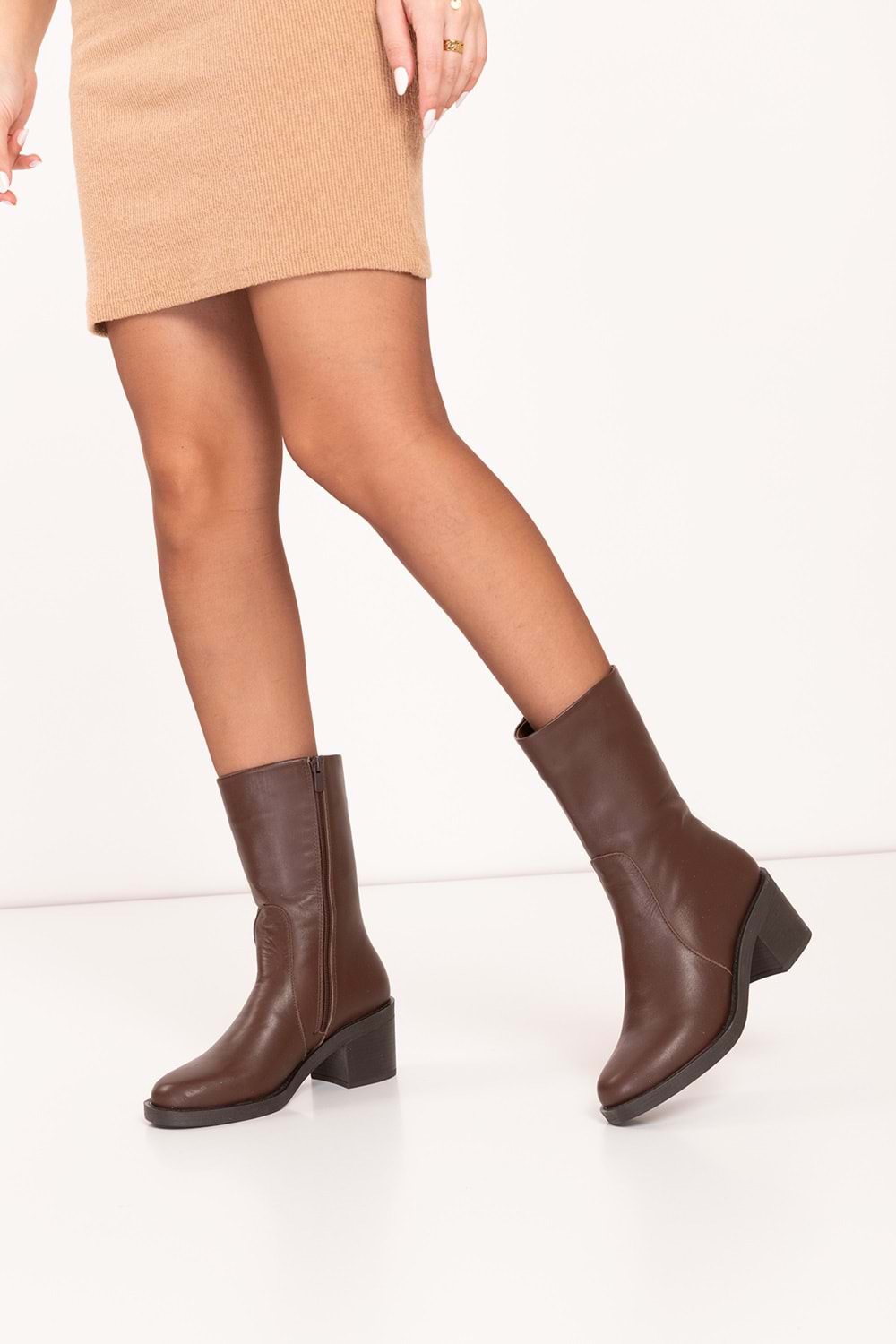 Gondol Hakiki Deri Günlük Şık Uzun Bot wst.2273 - Kahverengi - 36