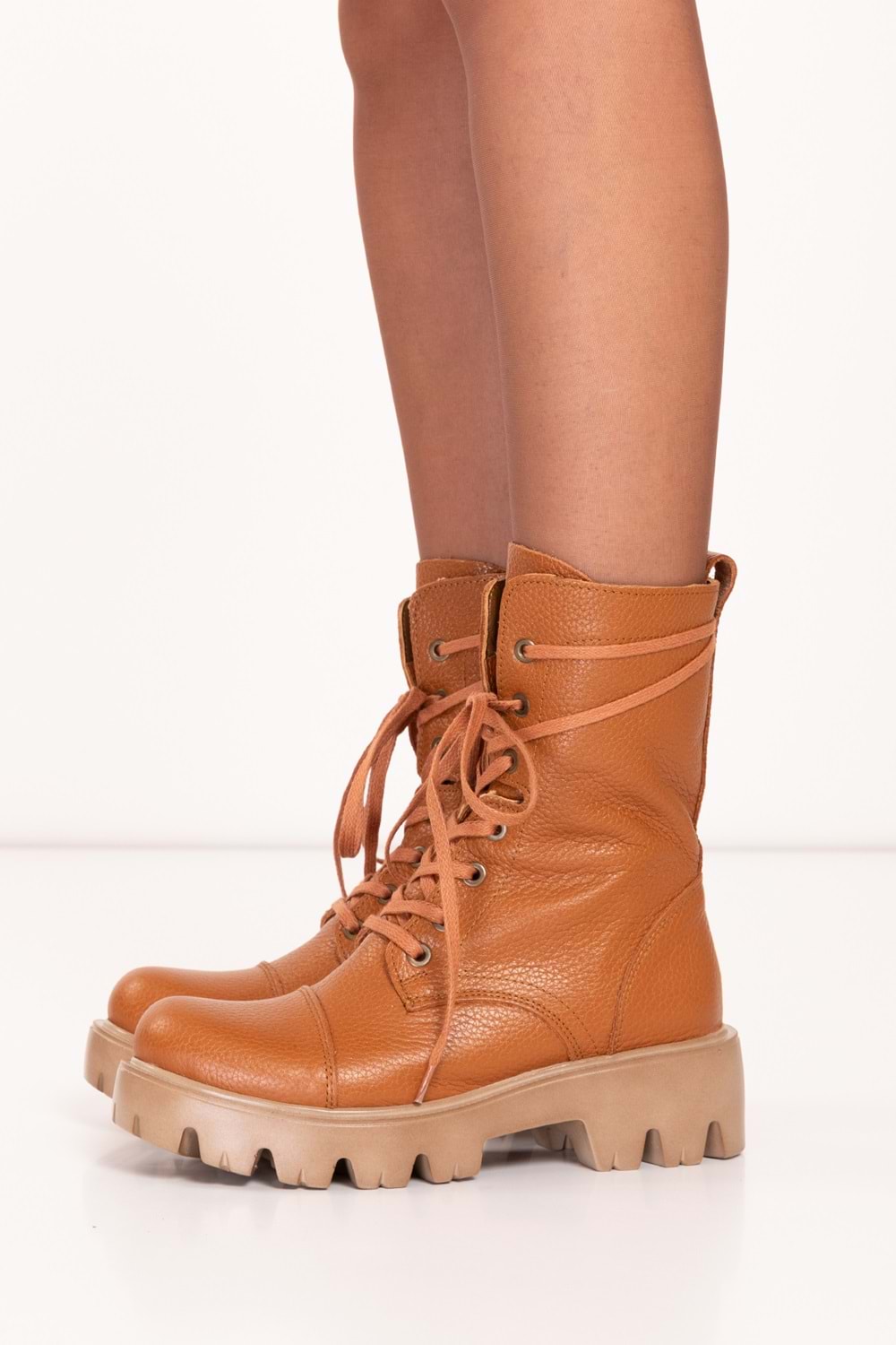 Gondol Kadın Hakiki Deri Kalın Taban Hafif Postal wst.3032 - Taba - 36