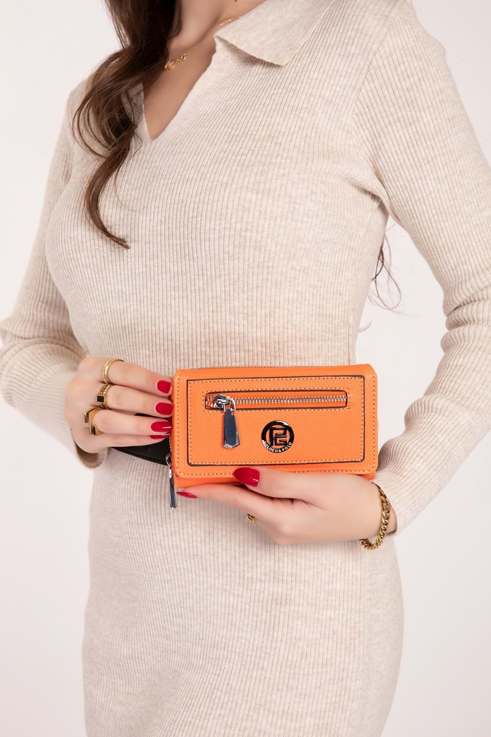 Gondol Çok Gözlü Kullanışlı Şık Cüzdan gp.1120 - Turuncu - TEK EBAT
