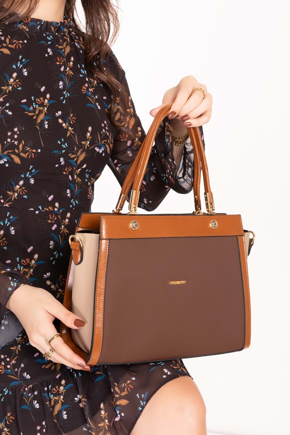 Gondol Kadın Günlük Şık El ve Omuz Çantası cr.56118 - Kahverengi - TEK EBAT