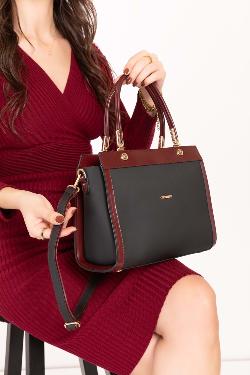 Gondol Kadın Günlük Şık El ve Omuz Çantası cr.56118 - Siyah - TEK EBAT