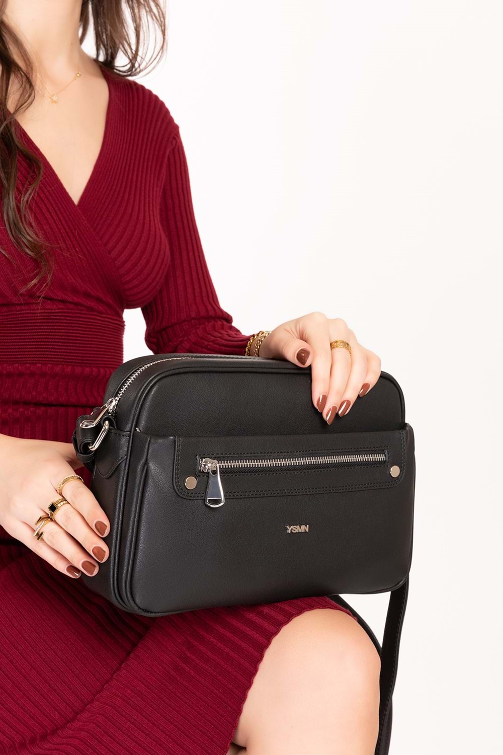 Gondol Kadın Çapraz Sade Şık Günlük Çanta ysm.1682 - Siyah - TEK EBAT