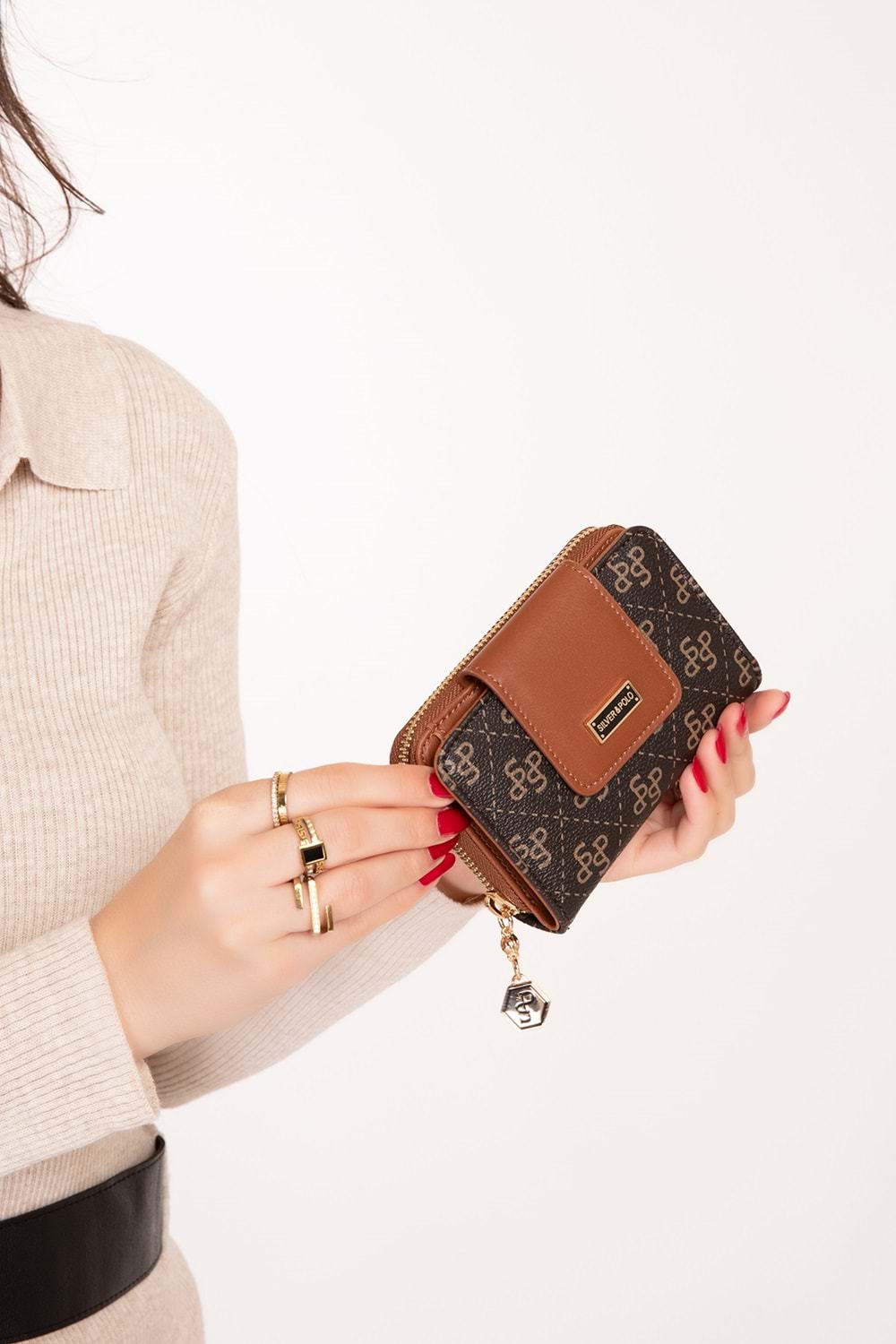 Gondol Günlük Kullanışlı Cüzdan ve Kartlık sp.935 - Kahve Yazı - TEK EBAT