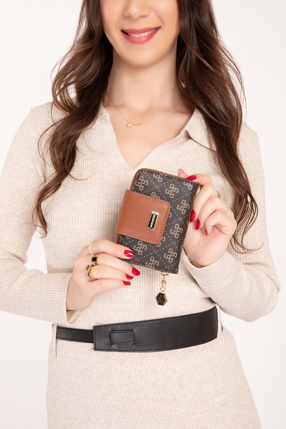 Gondol Günlük Kullanışlı Cüzdan ve Kartlık sp.935 - Kahve Yazı - TEK EBAT