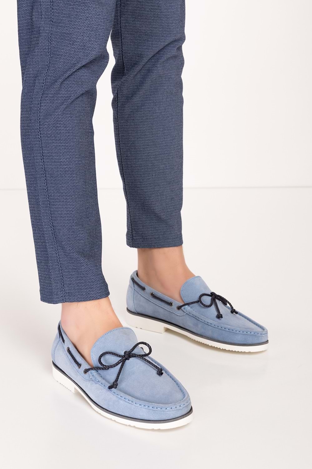 Gondol Erkek Hakiki Deri Hafif Taban Loafer Ayakkabı tx.13361 - Mavi Süet - 39