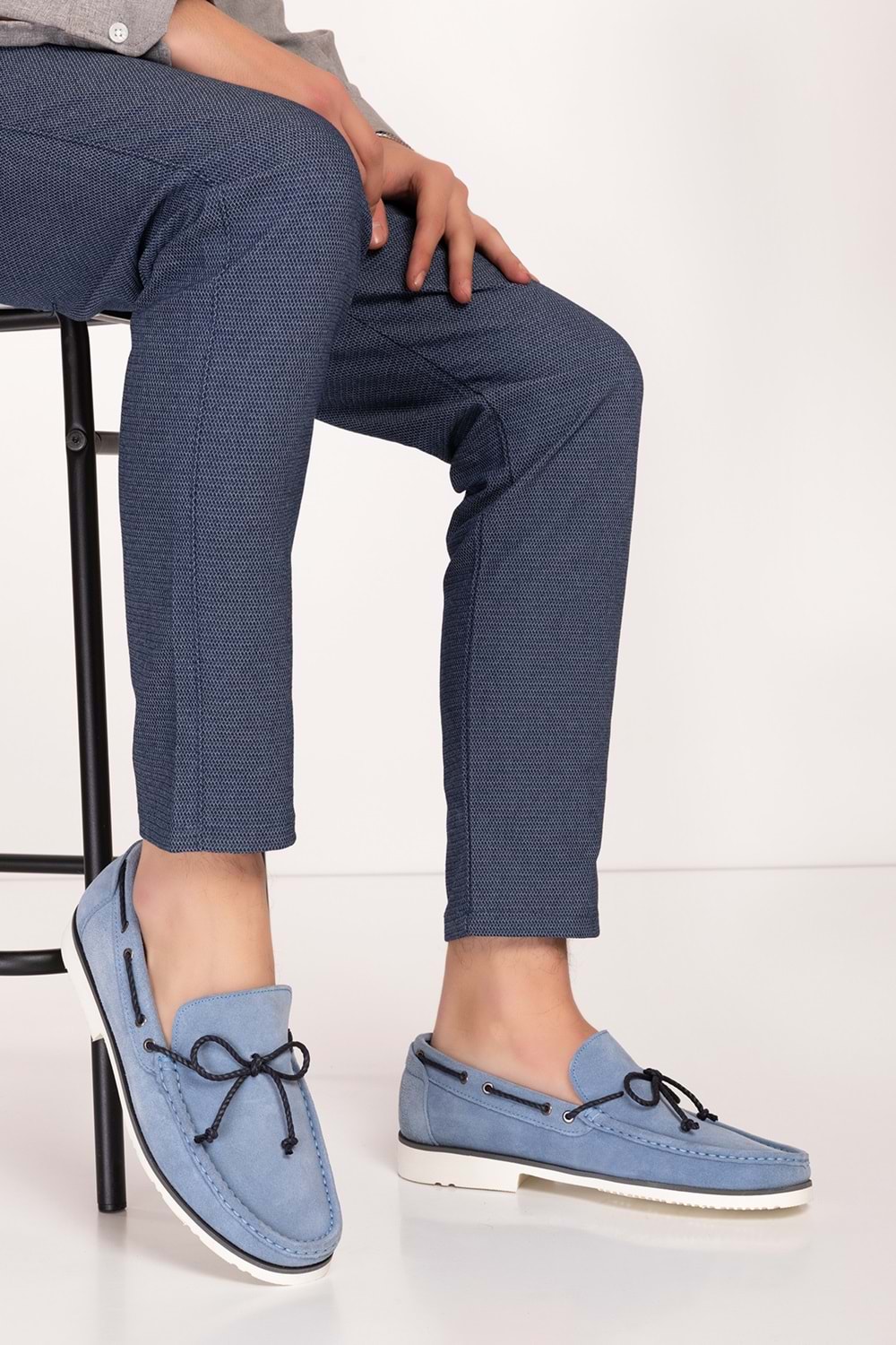 Gondol Erkek Hakiki Deri Hafif Taban Loafer Ayakkabı tx.13361 - Mavi Süet - 39