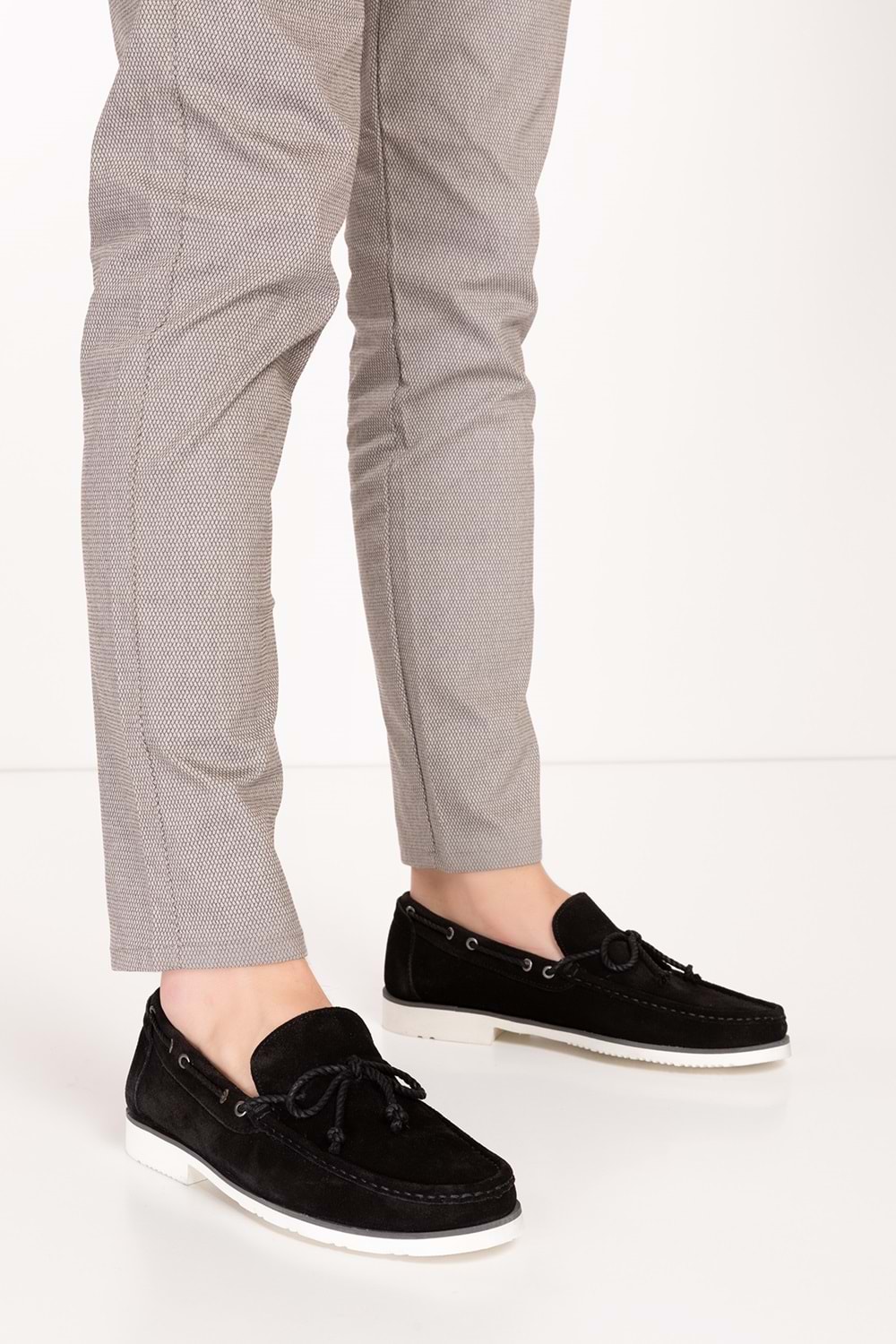 Gondol Erkek Hakiki Deri Hafif Taban Loafer Ayakkabı tx.13361 - Siyah Süet - 41