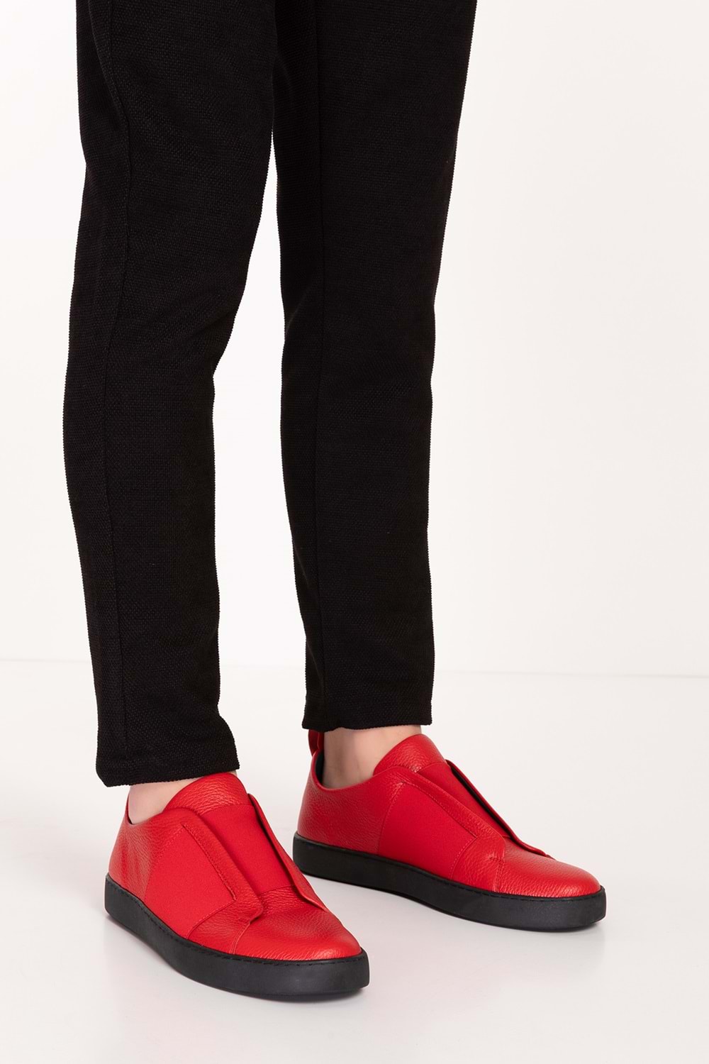 Gondol Erkek Hakiki Deri Lastikli Kolay Giyim Ayakkabı tx.7740 - kırmızı - 41