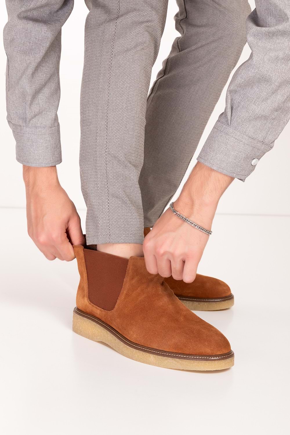 Gondol Erkek Hakiki Deri Kaucuk Taban Günlük Bot tx.77810 - Taba Süet - 40