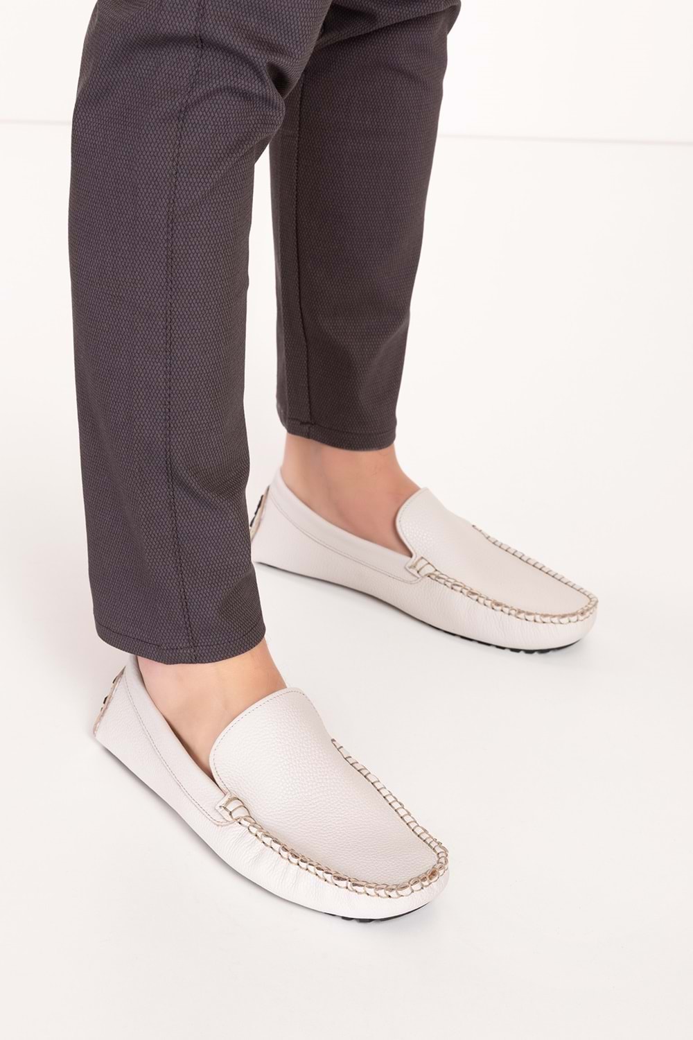 Gondol Erkek Hakiki Deri Hafif Taban Loafer Ayakkabı tx.13500 - Bej - 44