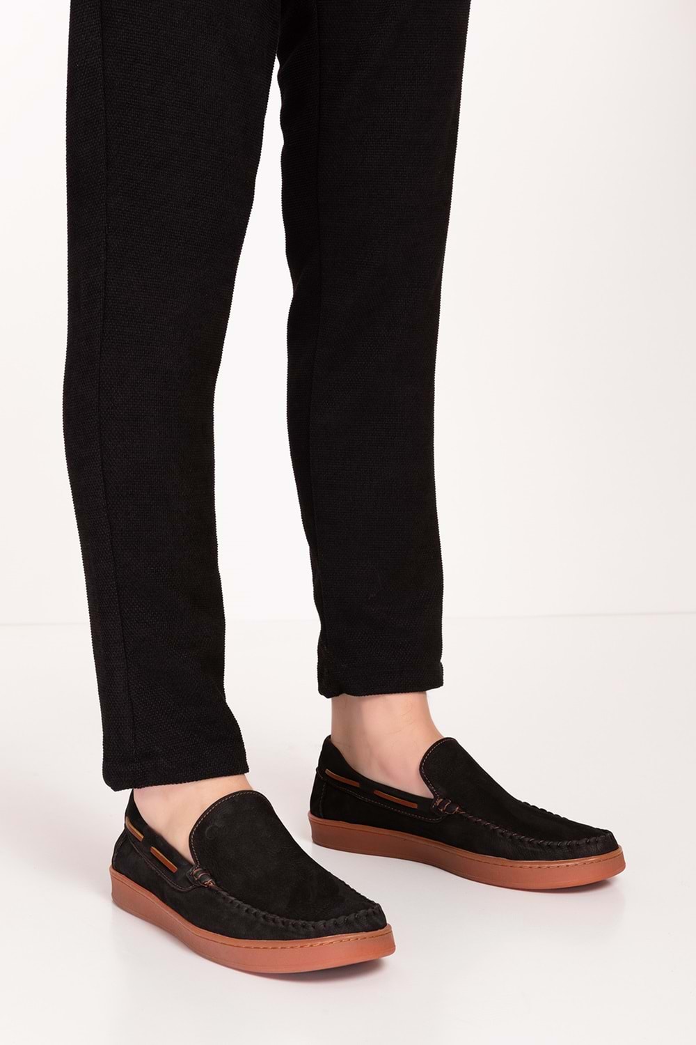 Gondol Erkek Hakiki Deri Rahat Taban Casual Ayakkabı tx.13930 - Siyah Nubuk - 42