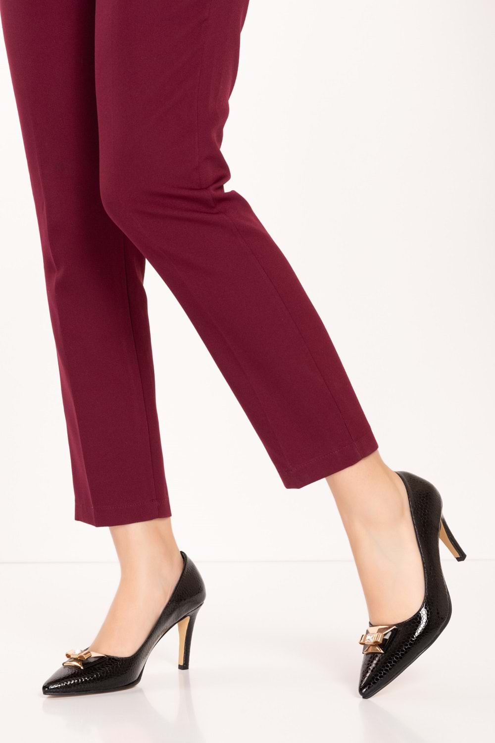 Gondol Kadın Hakiki Deri Klasik Stiletto Ayakkabı tx.1111 - Siyah Petek - 36