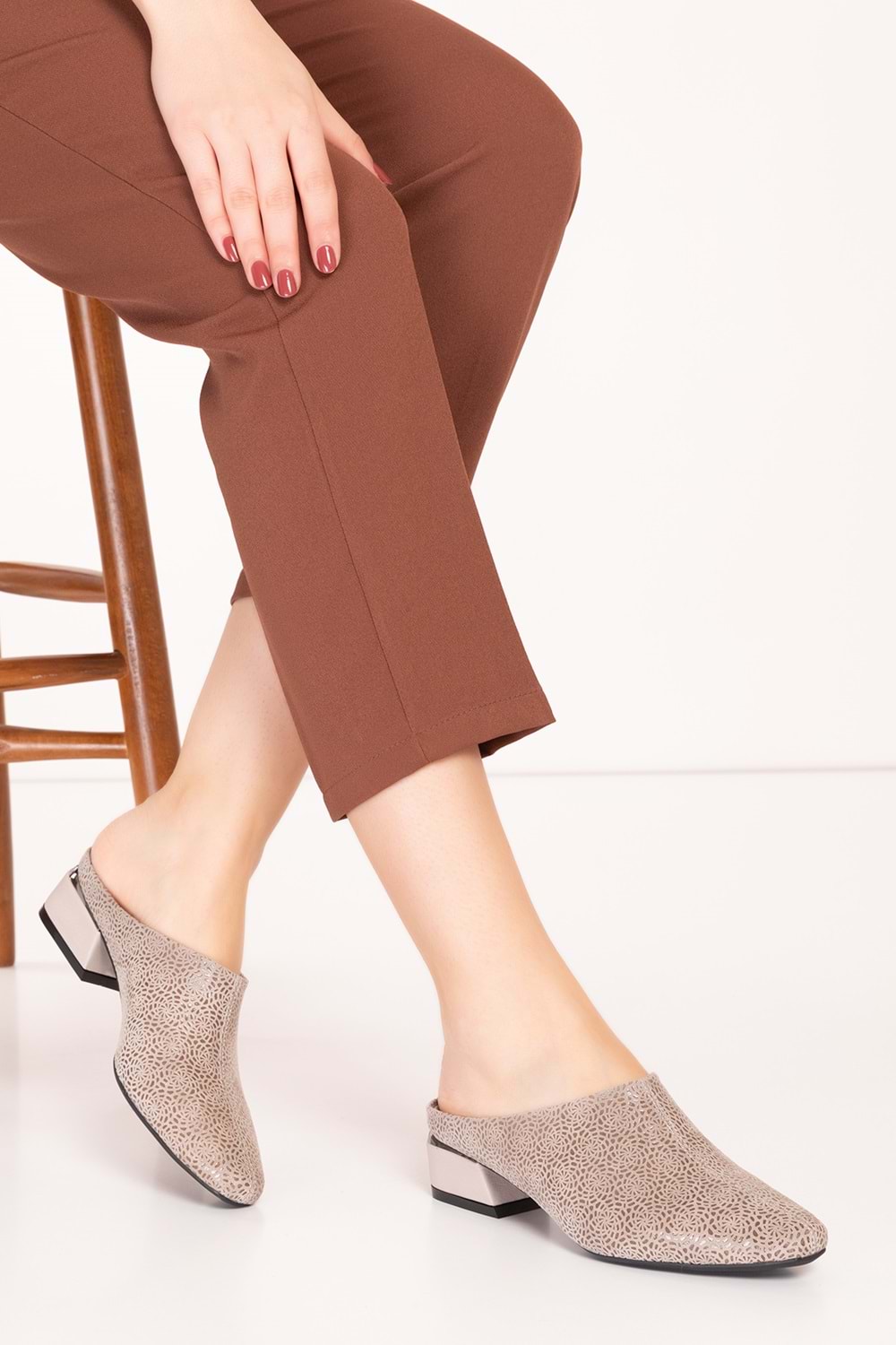 Gondol Hakiki Deri Şık Rahat Sabo Gondol Terlik vdt.16 - Taş - 40