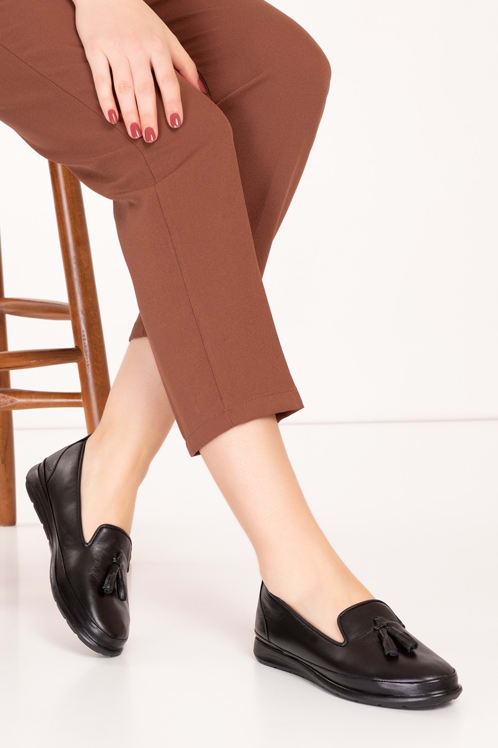 Gondol Hakiki Deri Ortopedik Taban Günlük Ayakkabı esfa.14150 - Siyah - 39