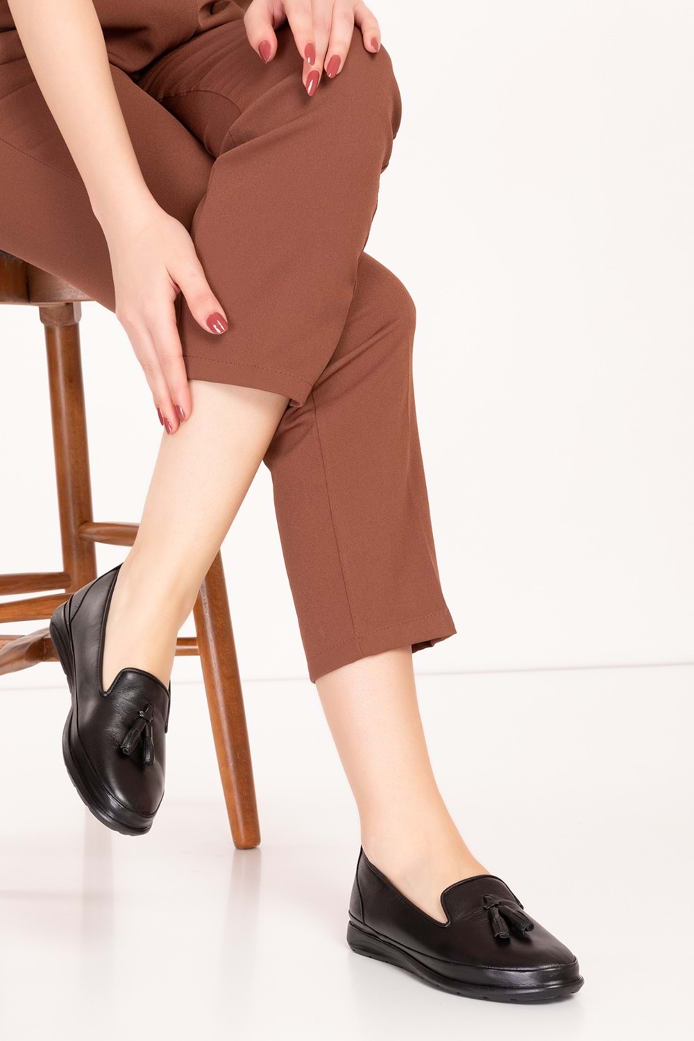 Gondol Hakiki Deri Ortopedik Taban Günlük Ayakkabı esfa.14150 - Siyah - 39