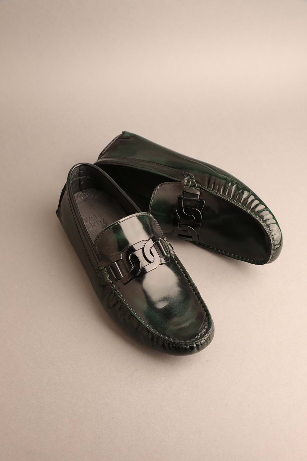 Gondol Erkek Hakiki Deri Klasik Loafer Yeşil Siyah Süet 42 ttx.240