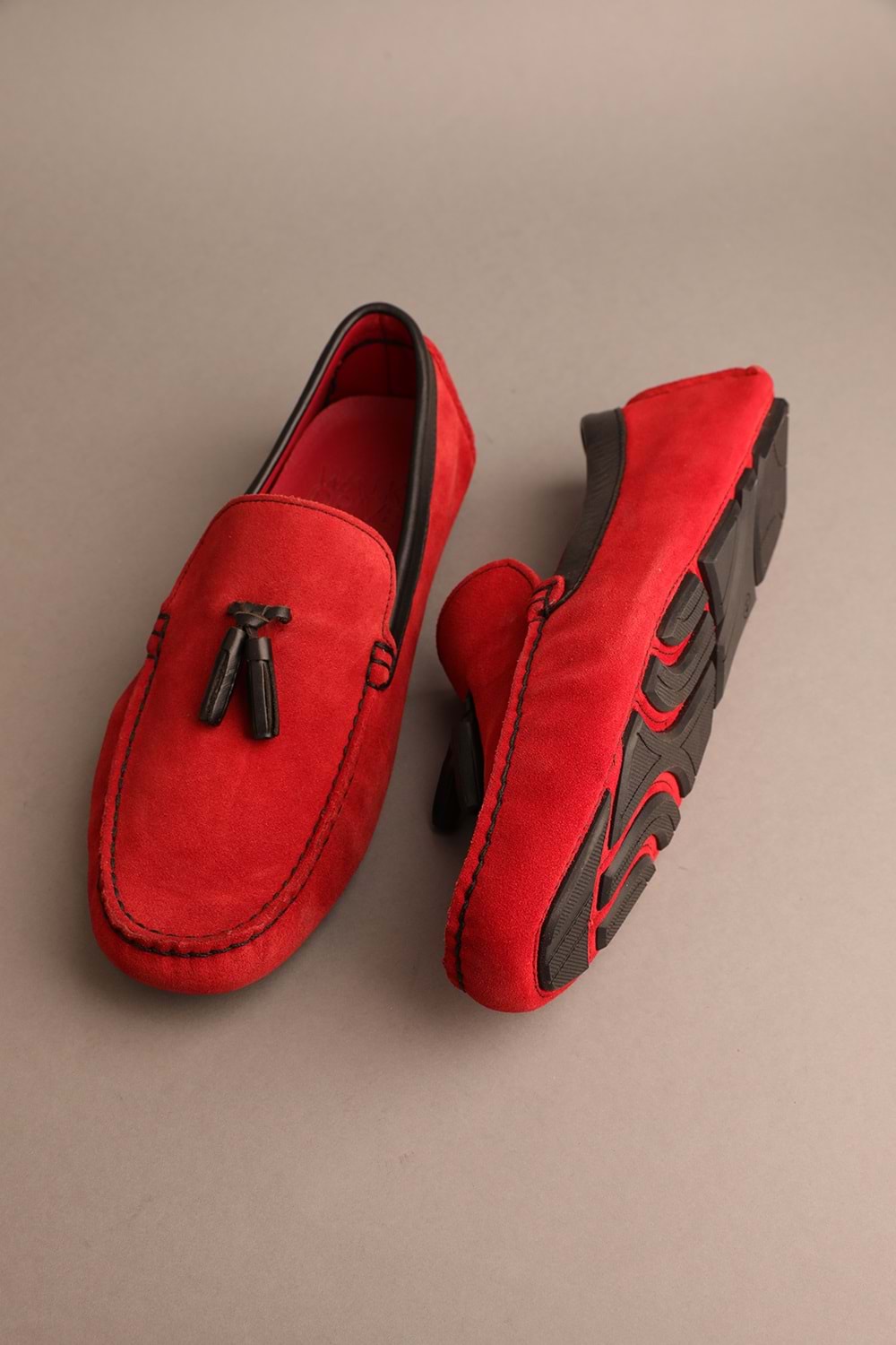 Gondol Erkek Hakiki Deri Klasik Loafer Kırmızı Süet 41 ttx.254