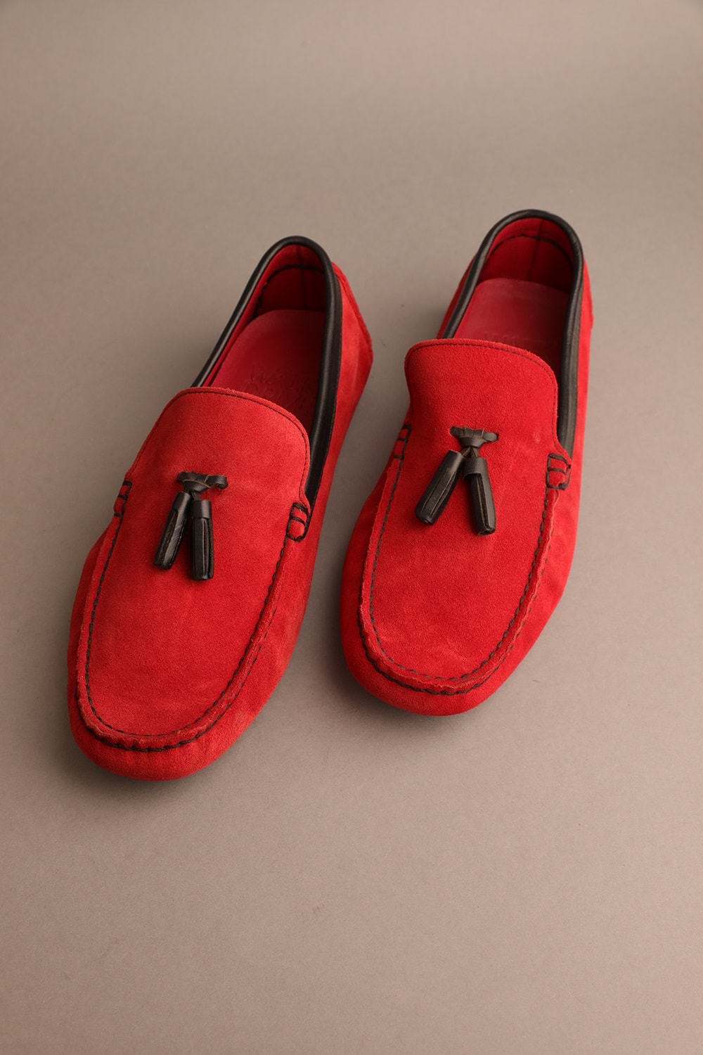 Gondol Erkek Hakiki Deri Klasik Loafer Kırmızı Süet 41 ttx.254