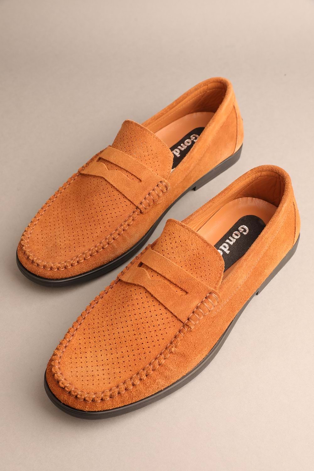 Gondol Erkek Hakiki Deri Klasik Loafer Kahverengi Süet 42 ttx.291