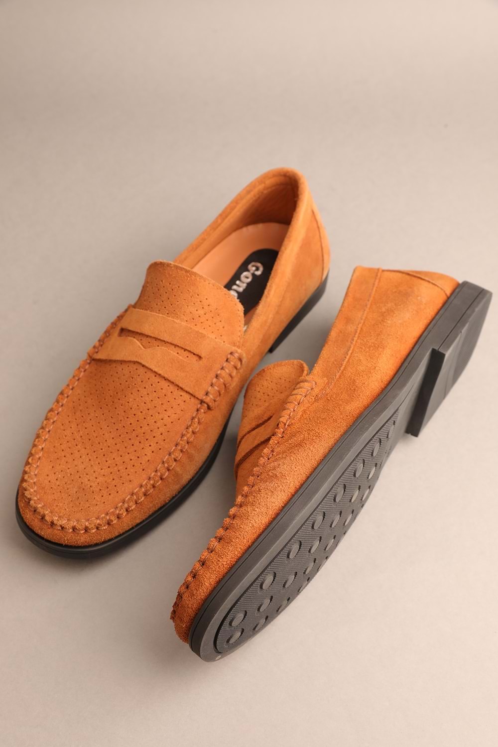 Gondol Erkek Hakiki Deri Klasik Loafer Kahverengi Süet 42 ttx.291