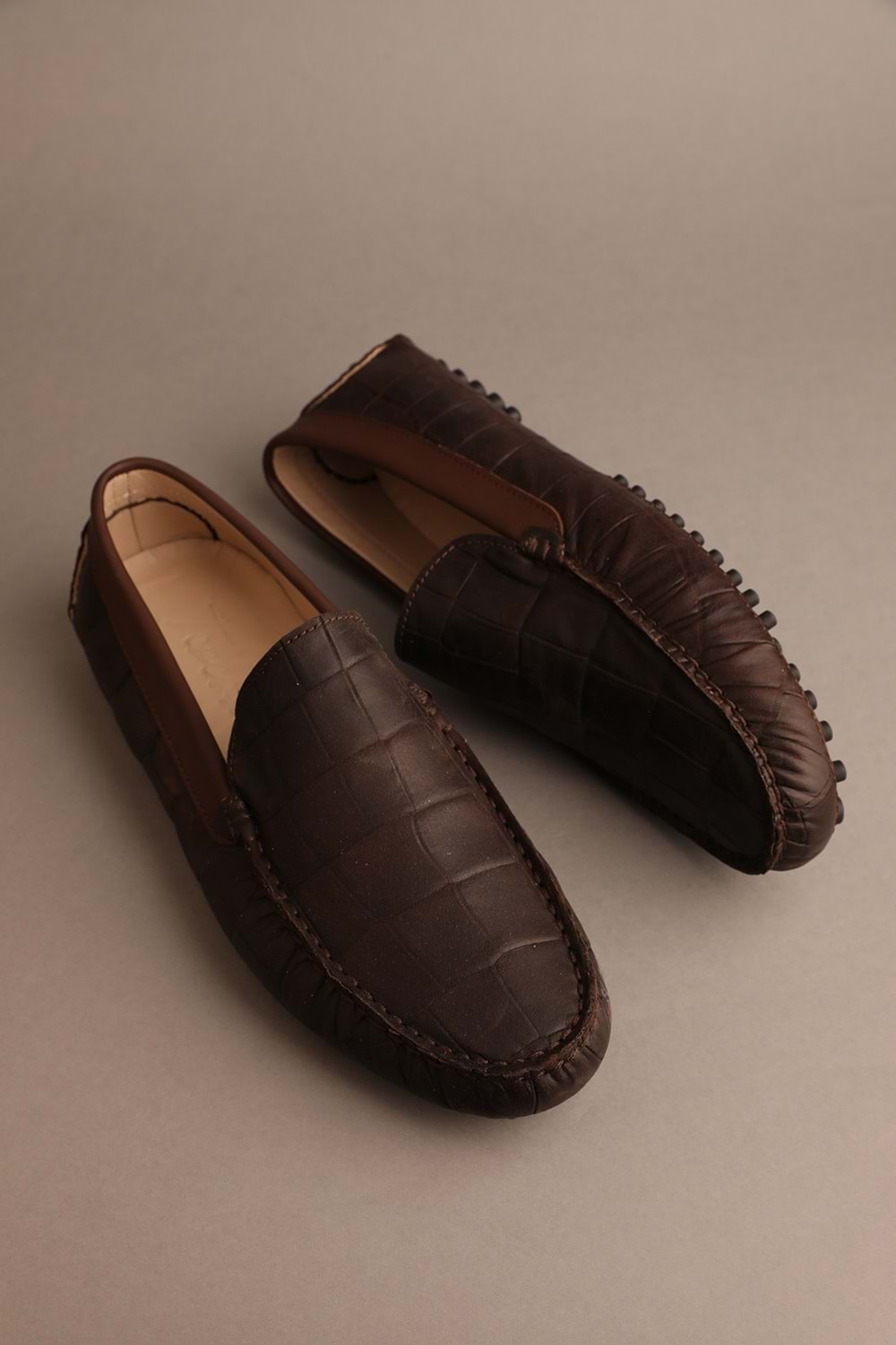Gondol Erkek Hakiki Deri Klasik Loafer Kahve Croco 41 ttx.20117