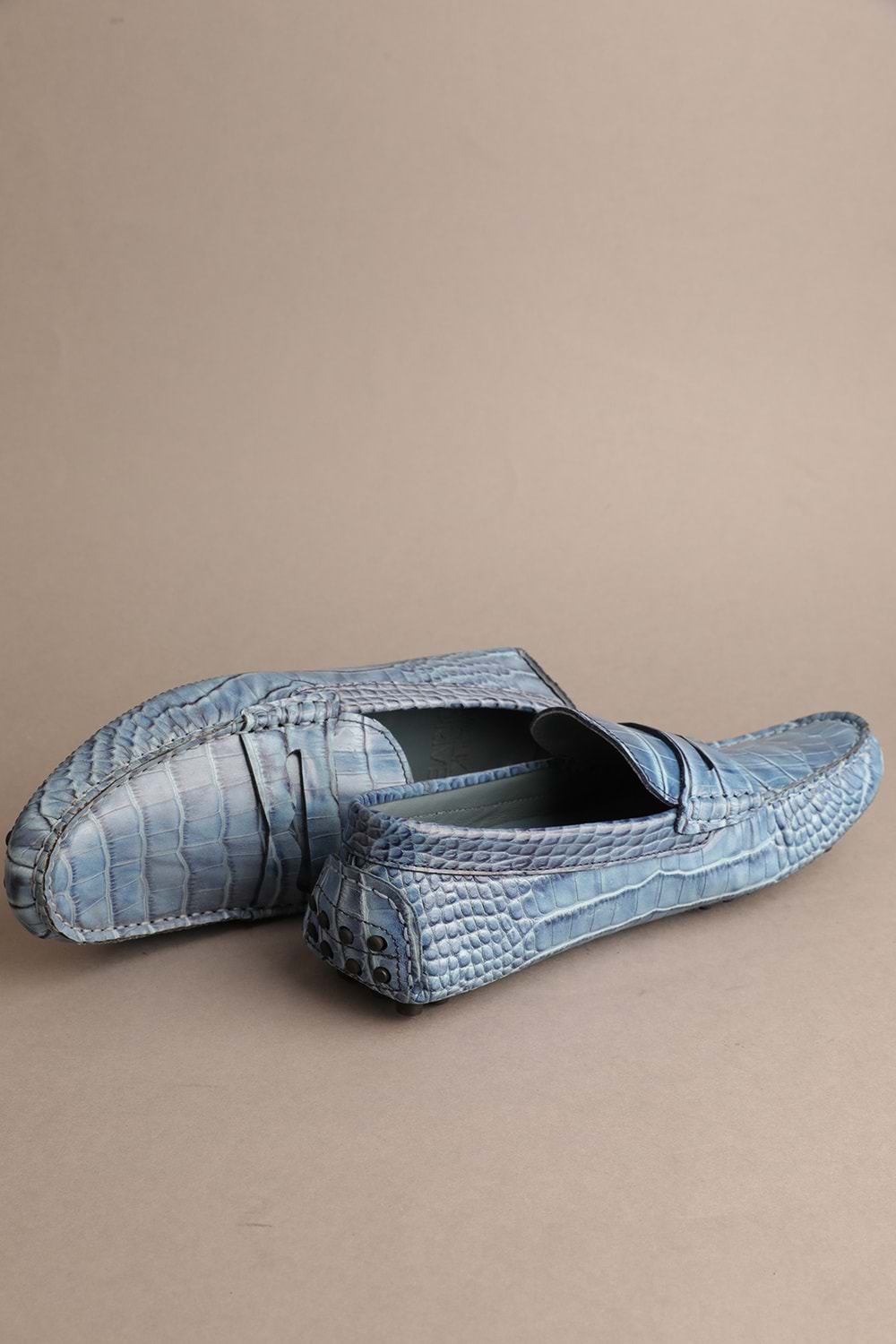 Gondol Erkek Hakiki Deri Klasik Loafer Mavi Croco 40 ttx.608