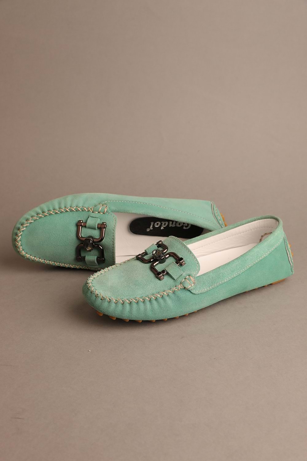 Gondol Kadın Hakiki Deri Klasik Loafer Su Yeşili 37 ttx.719