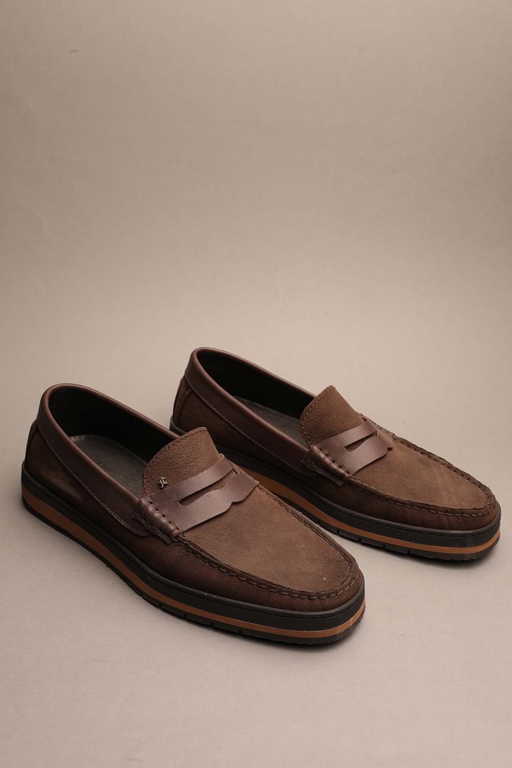 Gondol Erkek Hakiki Deri Klasik Loafer Kahve Nubuk 42 ttx.616