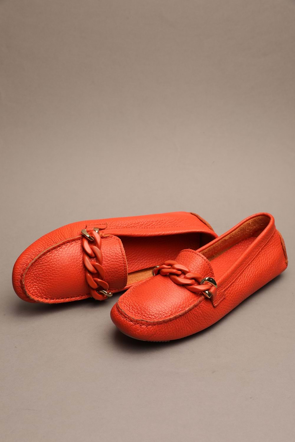 Gondol Kadın Hakiki Deri Klasik Loafer Turuncu 37 ttx.730