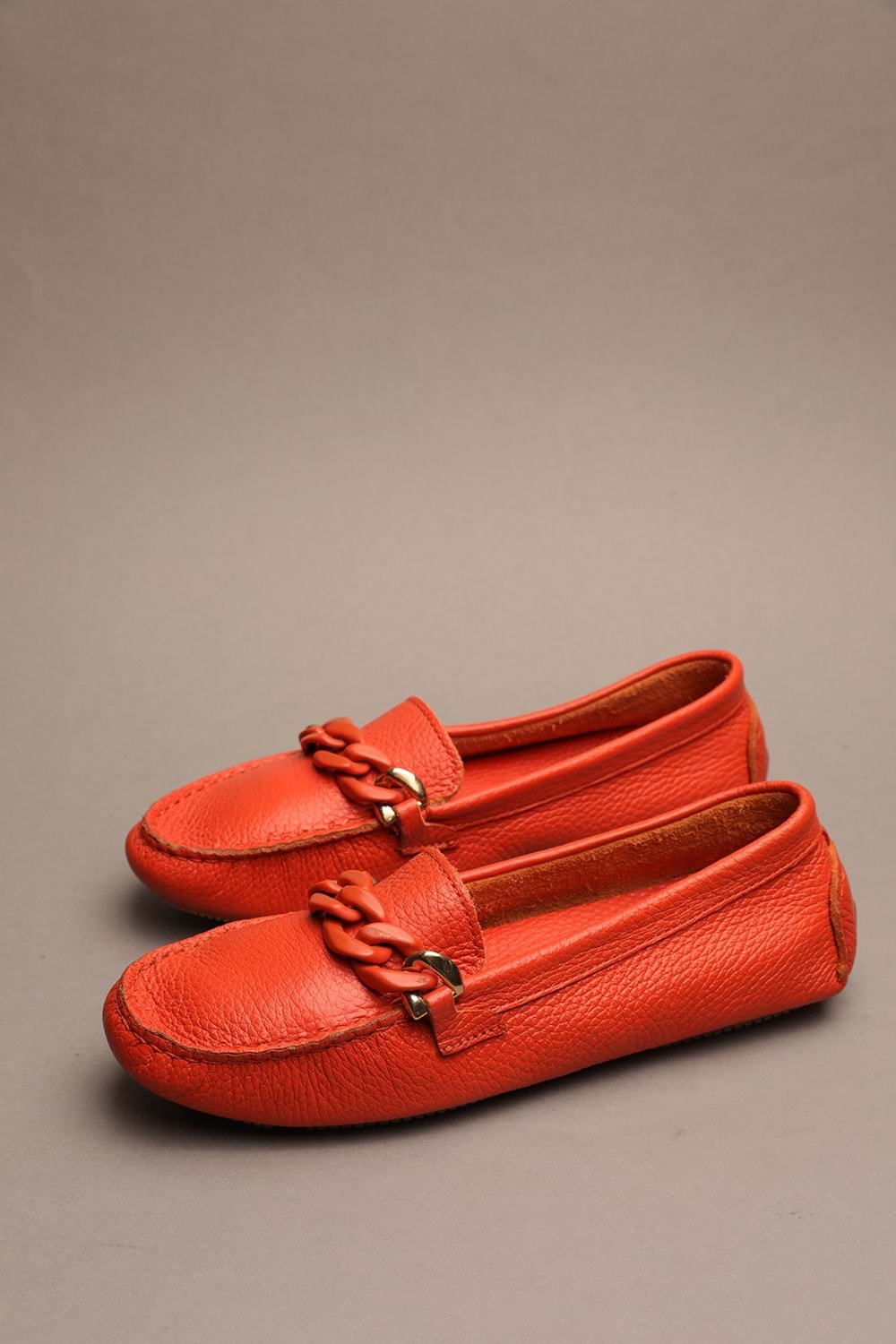 Gondol Kadın Hakiki Deri Klasik Loafer Turuncu 37 ttx.730