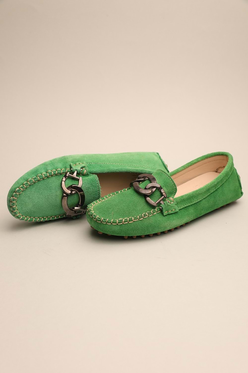 Gondol Kadın Hakiki Deri Klasik Loafer Yeşil 37 ttx.751