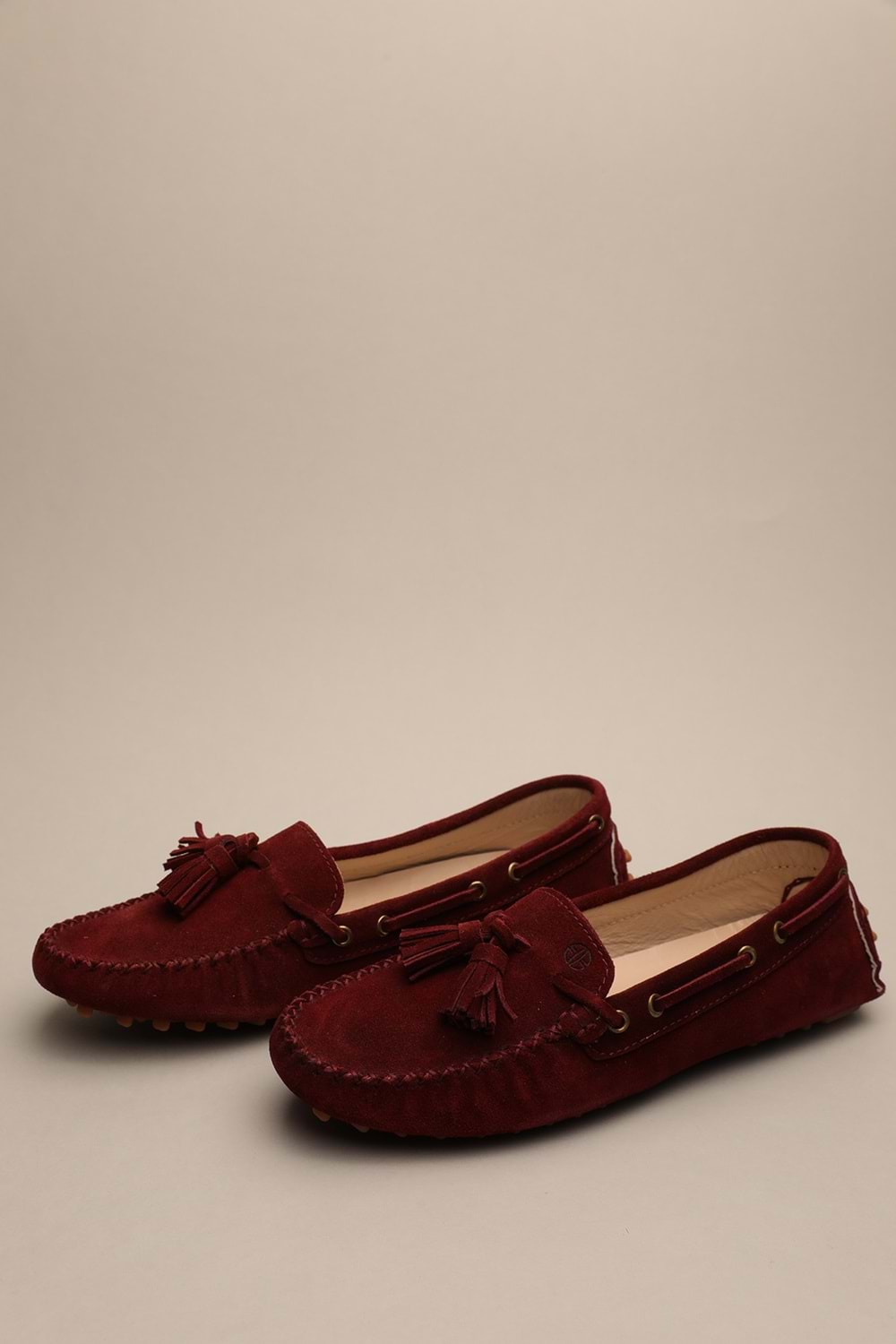 Gondol Kadın Hakiki Deri Klasik Loafer Bordo Süet 37 ttx.760