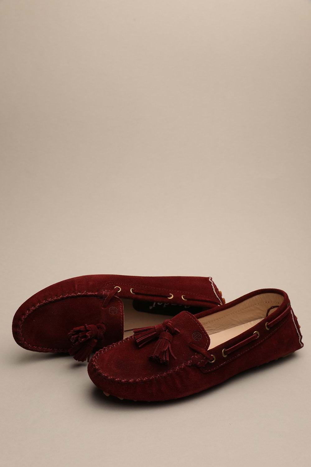 Gondol Kadın Hakiki Deri Klasik Loafer Bordo Süet 37 ttx.760