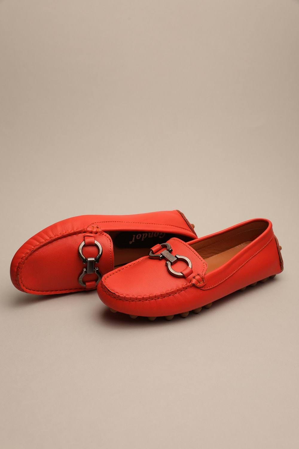 Gondol Kadın Hakiki Deri Klasik Loafer Nar Çiçeği 37 ttx.774