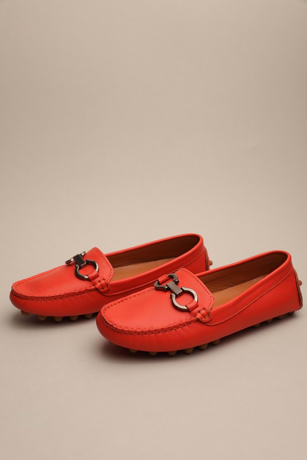Gondol Kadın Hakiki Deri Klasik Loafer Nar Çiçeği 37 ttx.774