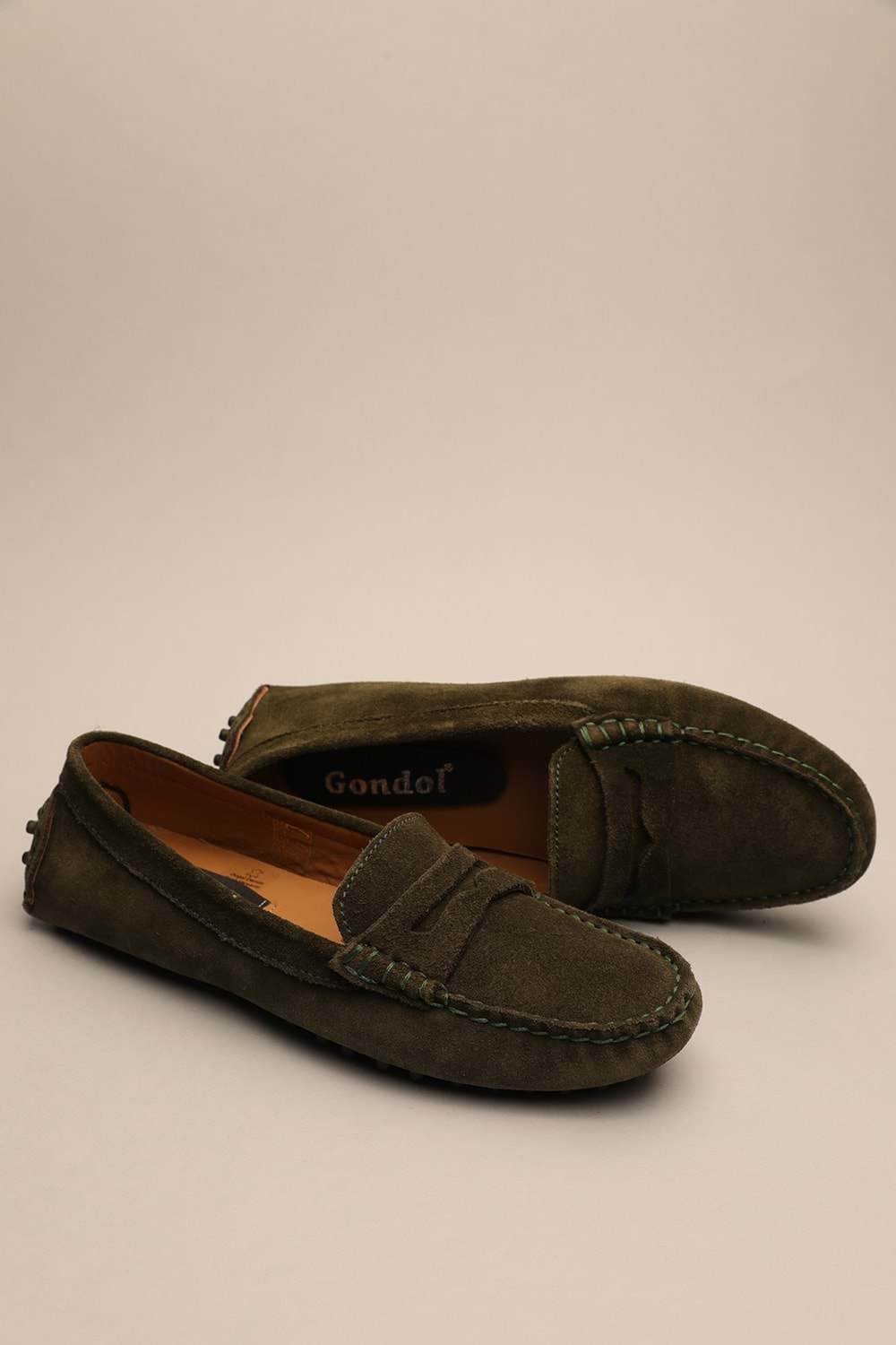 Gondol Kadın Hakiki Deri Klasik Loafer Haki 41 ttx.789