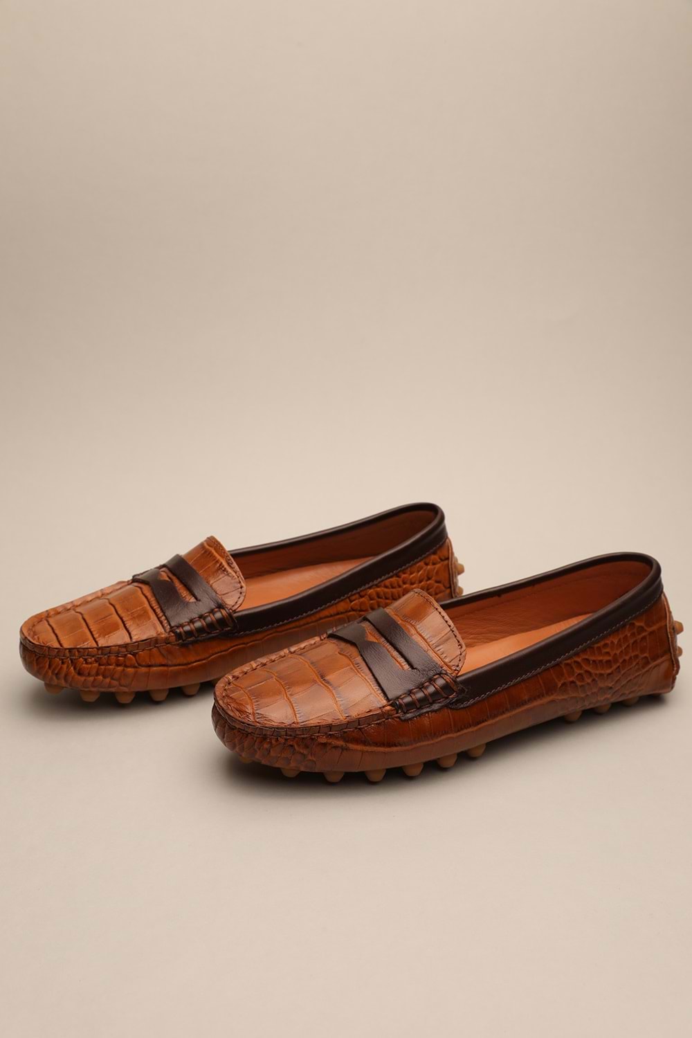 Gondol Kadın Hakiki Deri Klasik Loafer Taba Croco 37 ttx.793