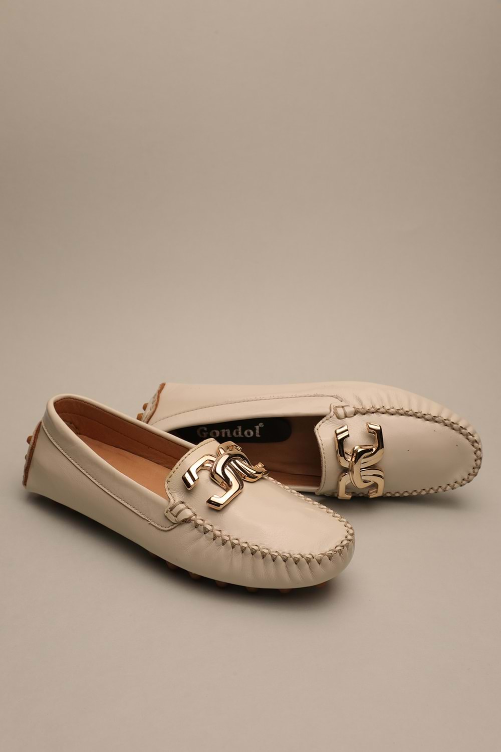 Gondol Kadın Hakiki Deri Klasik Loafer Kemik 37 ttx.799