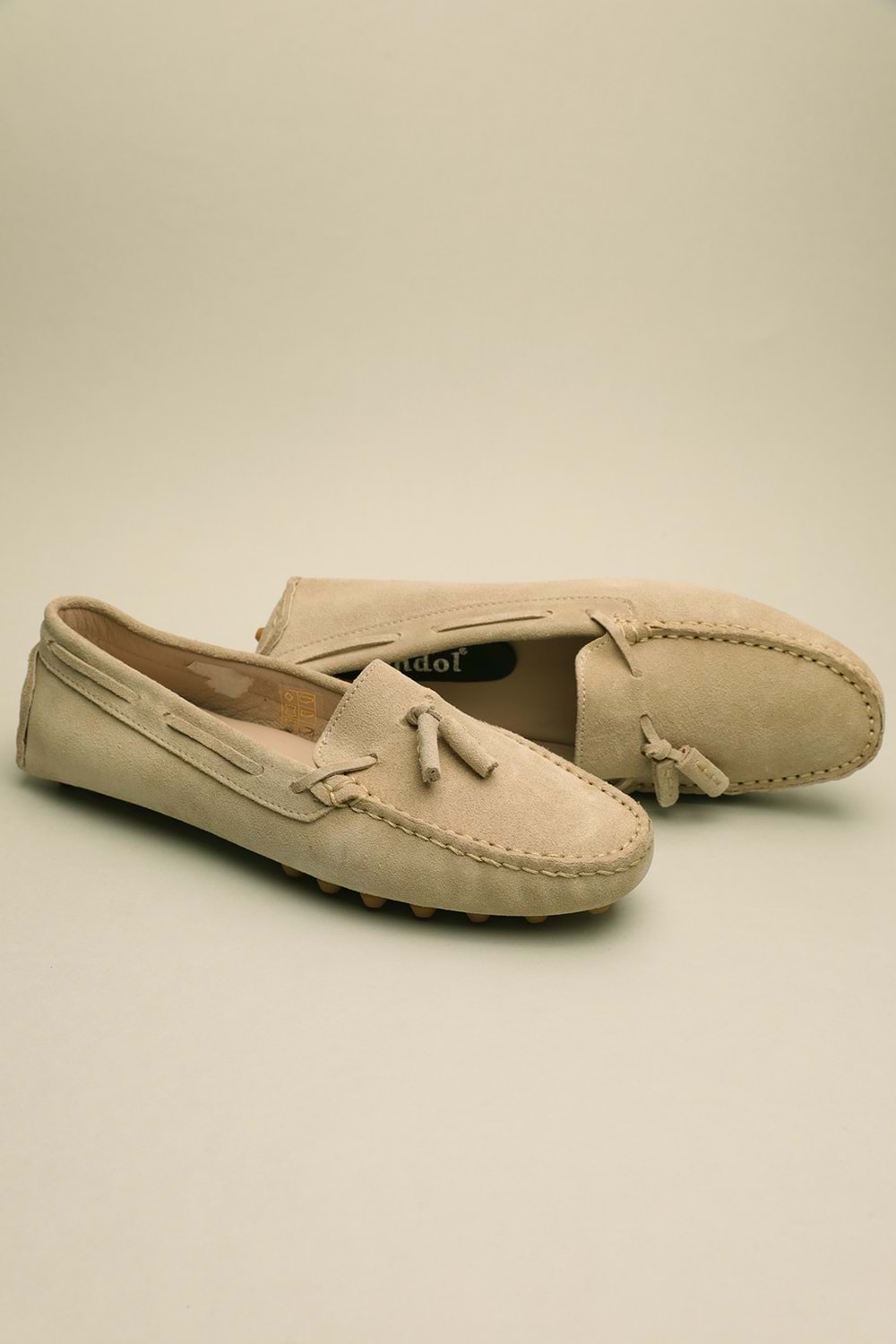 Gondol Kadın Hakiki Deri Klasik Loafer Vizon Süet 40 ttx.70113