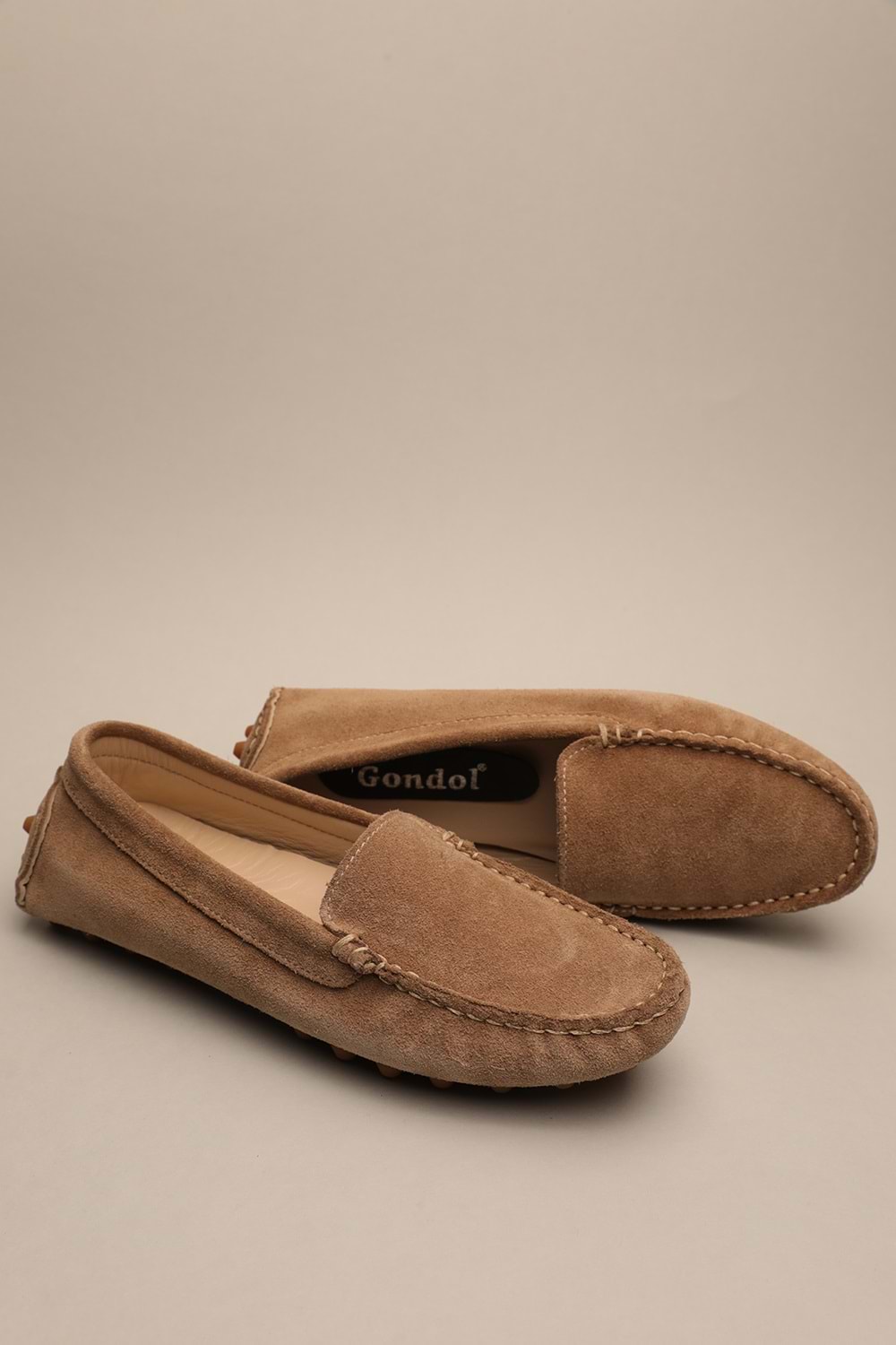 Gondol Kadın Hakiki Deri Klasik Loafer Vizon Süet 37 ttx.70127
