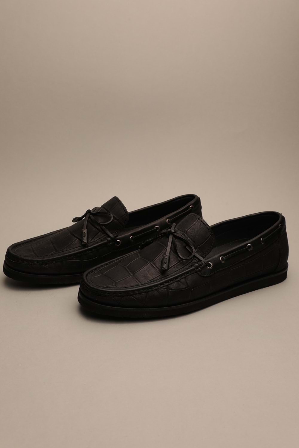 Gondol Erkek Hakiki Deri Klasik Loafer Siyah Croco 42 ttx.653