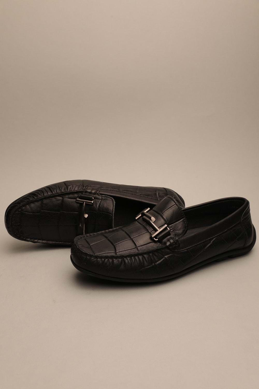 Gondol Erkek Hakiki Deri Klasik Loafer Siyah Croco 40 ttx.663