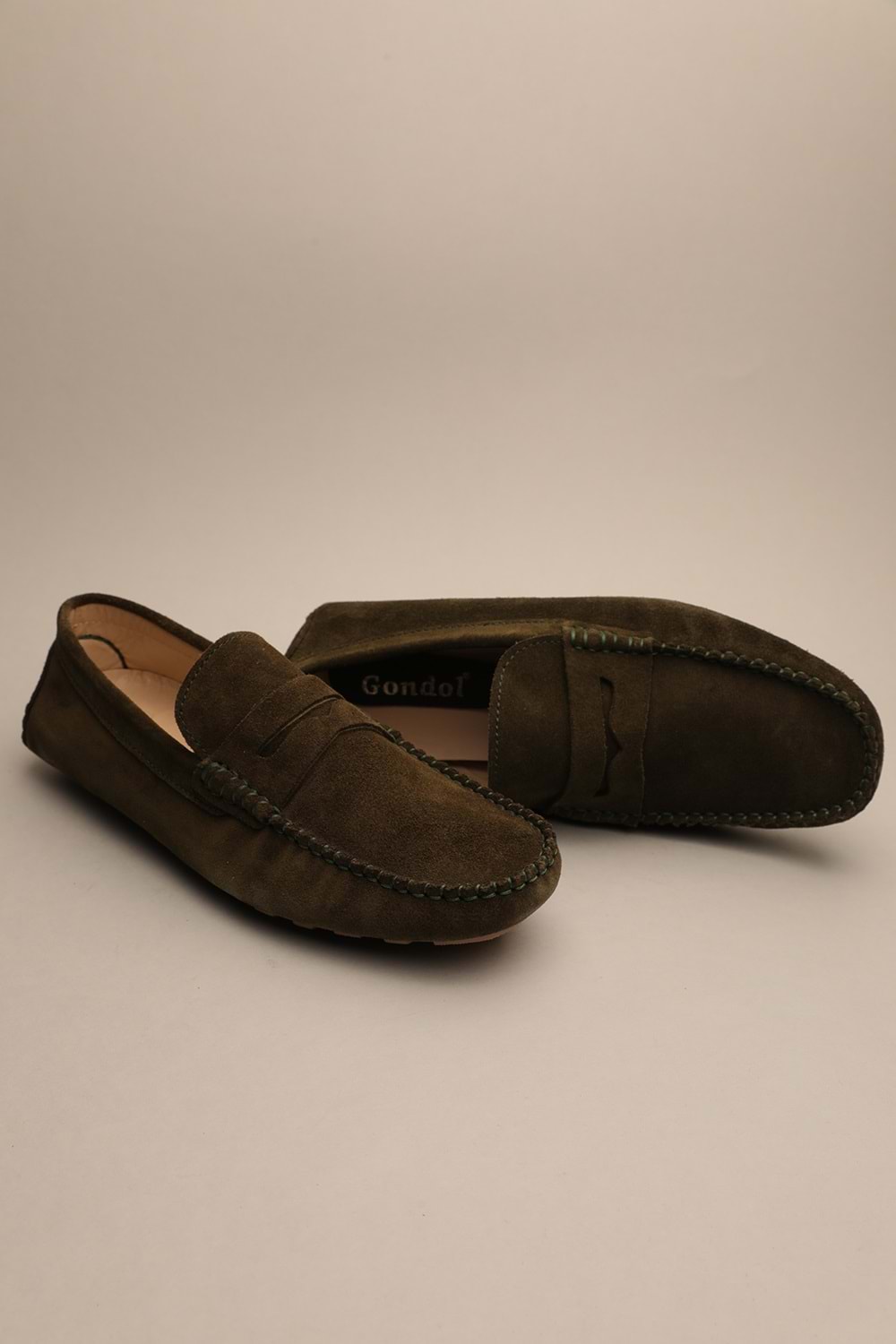 Gondol Erkek Hakiki Deri Klasik Loafer Haki Süet 41 ttx.685