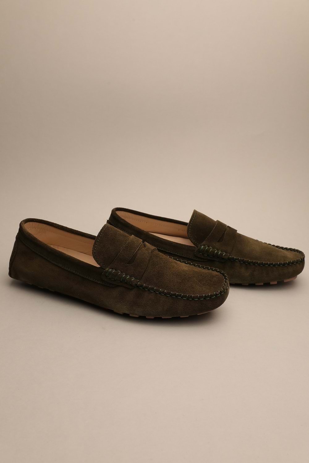 Gondol Erkek Hakiki Deri Klasik Loafer Haki Süet 41 ttx.685