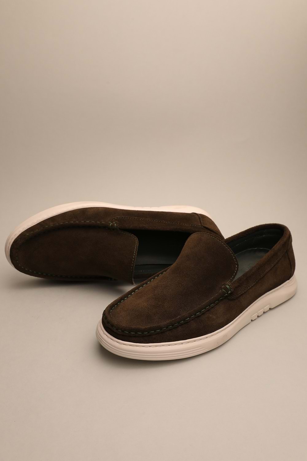 Gondol Erkek Hakiki Deri Klasik Loafer Haki Süet 42 ttx.689