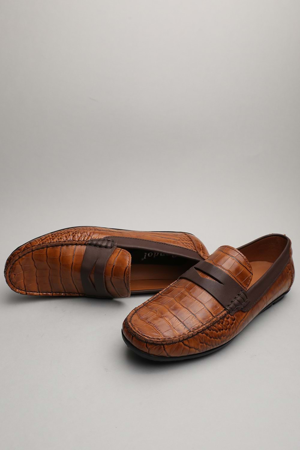 Gondol Erkek Hakiki Deri Klasik Loafer Taba Croco 41 ttx.6011