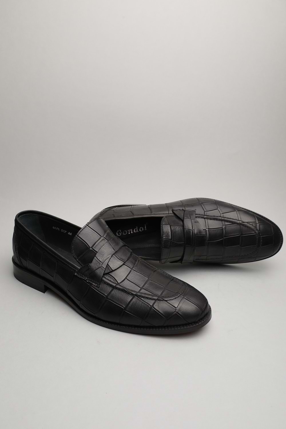 Gondol Erkek Hakiki Deri Klasik Siyah Croco 44 ttx.141